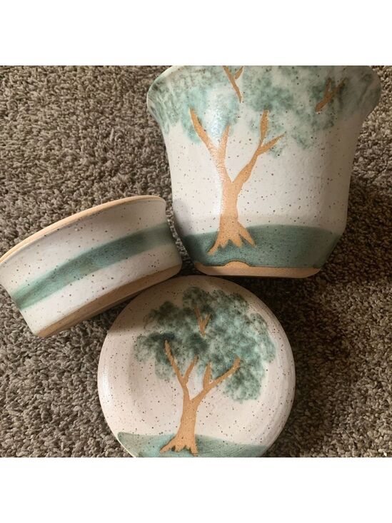 Other - Salt Glazed Stoneware Set of 2 Crocks "Tree" Design